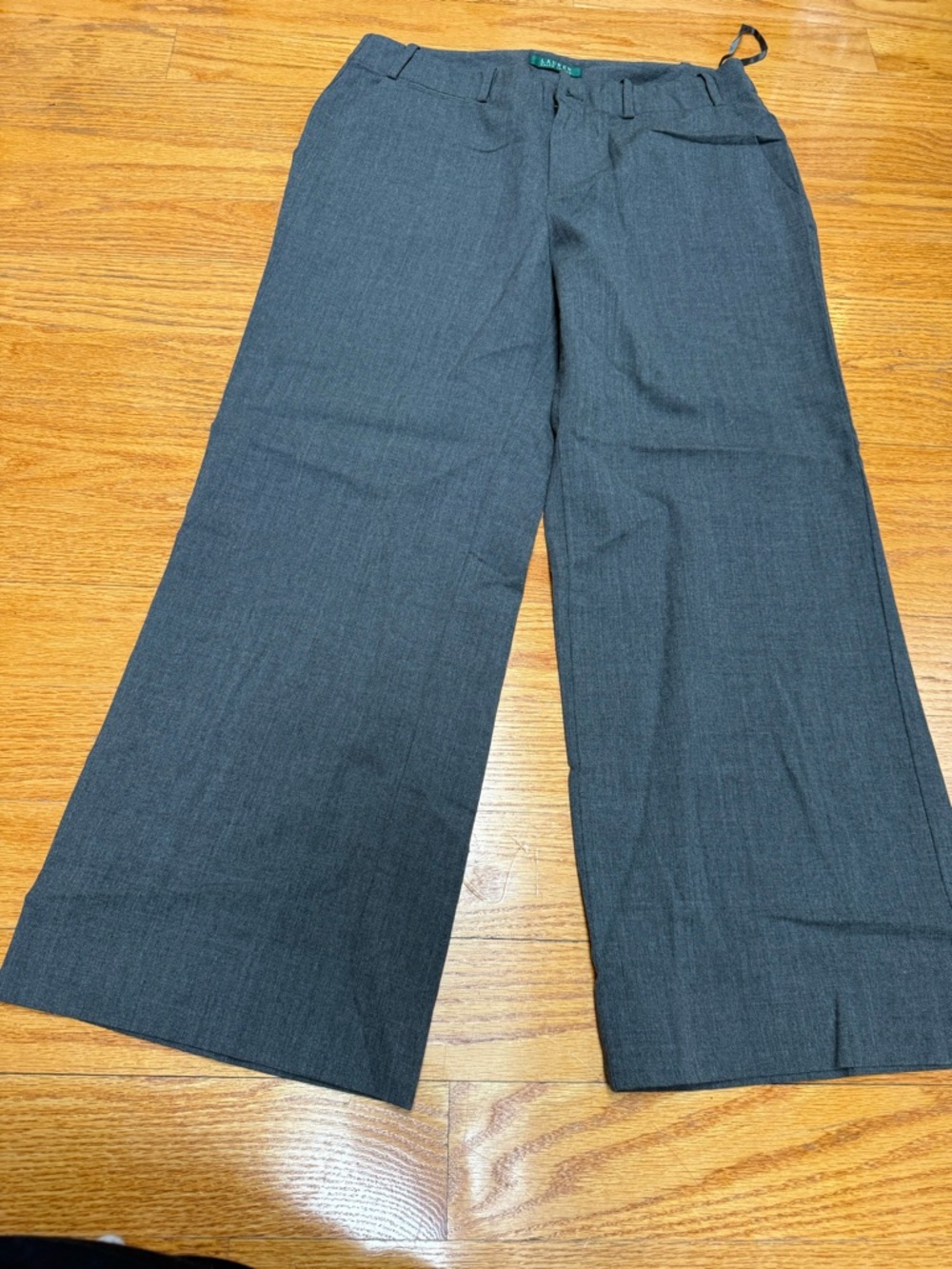 🙂Ralph Lauren Men's Charcoal Gray Wide-Leg Dress Pants